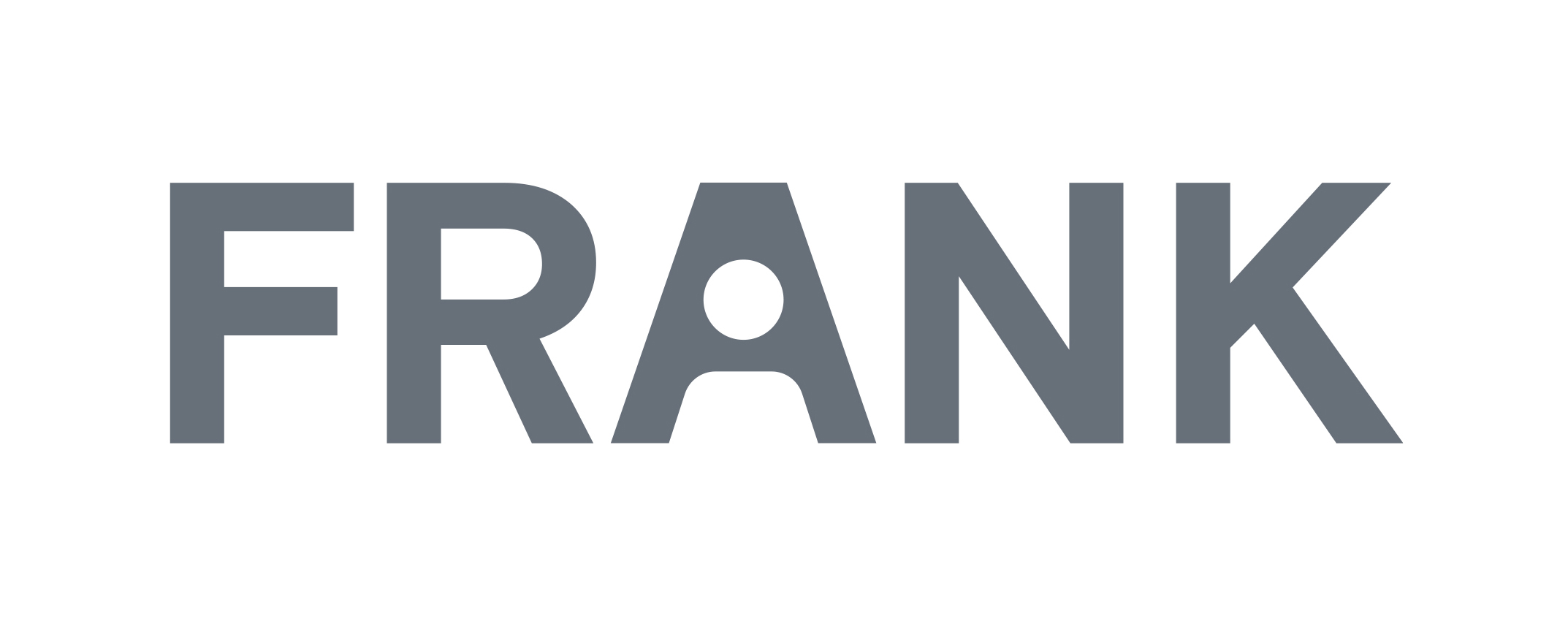 Logo der Baugenossenschaft "Frank". Ein Schriftzug in Grau, alle Buchstaben sind groß geschrieben.