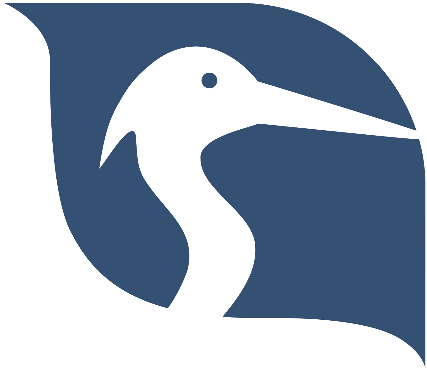 Logo von "Bauverein Reiherstieg eG". Zu sehen ist der Kopf eines Reihers in weiß, auf dunkelblauem Hintergrund.