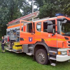 Foto eines Feuerwehrautos, welches ausgestellt wurde